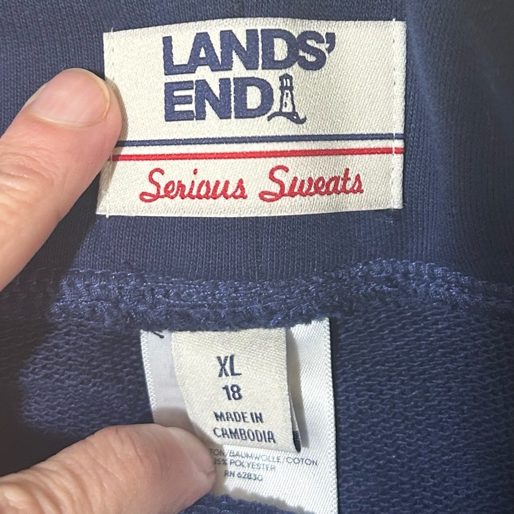 Lands' End Navy Serious Sweats - sweatpants XL